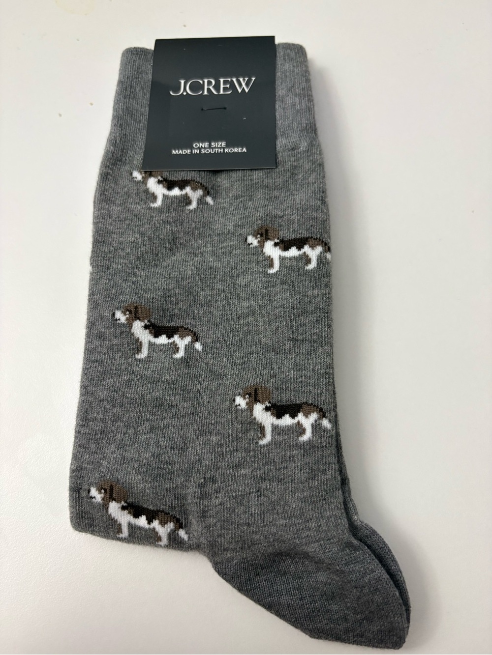 J. Crew Gray Crew Socks with Dog Accent